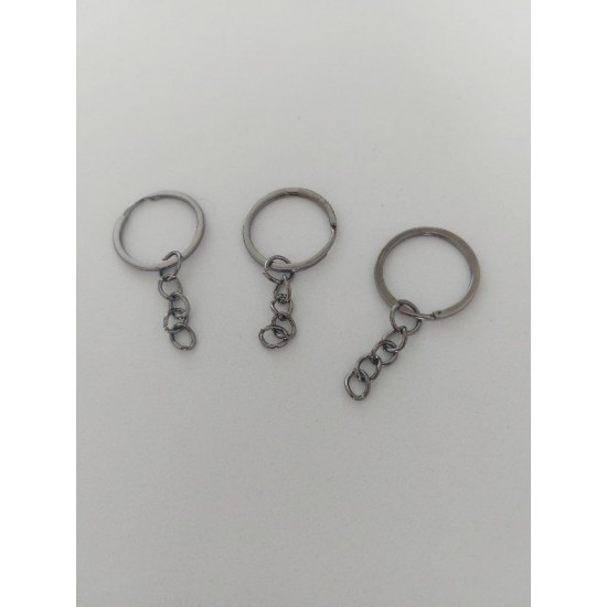 Кольца для брелоков с цепочкой 25 мм темное серебро, цена за 1 шт